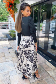 Isobelle Black Multi Print 2 in 1 Style Midi Dress