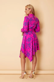 Jordan Purple Floral Long Sleeve Asymmetric Dress