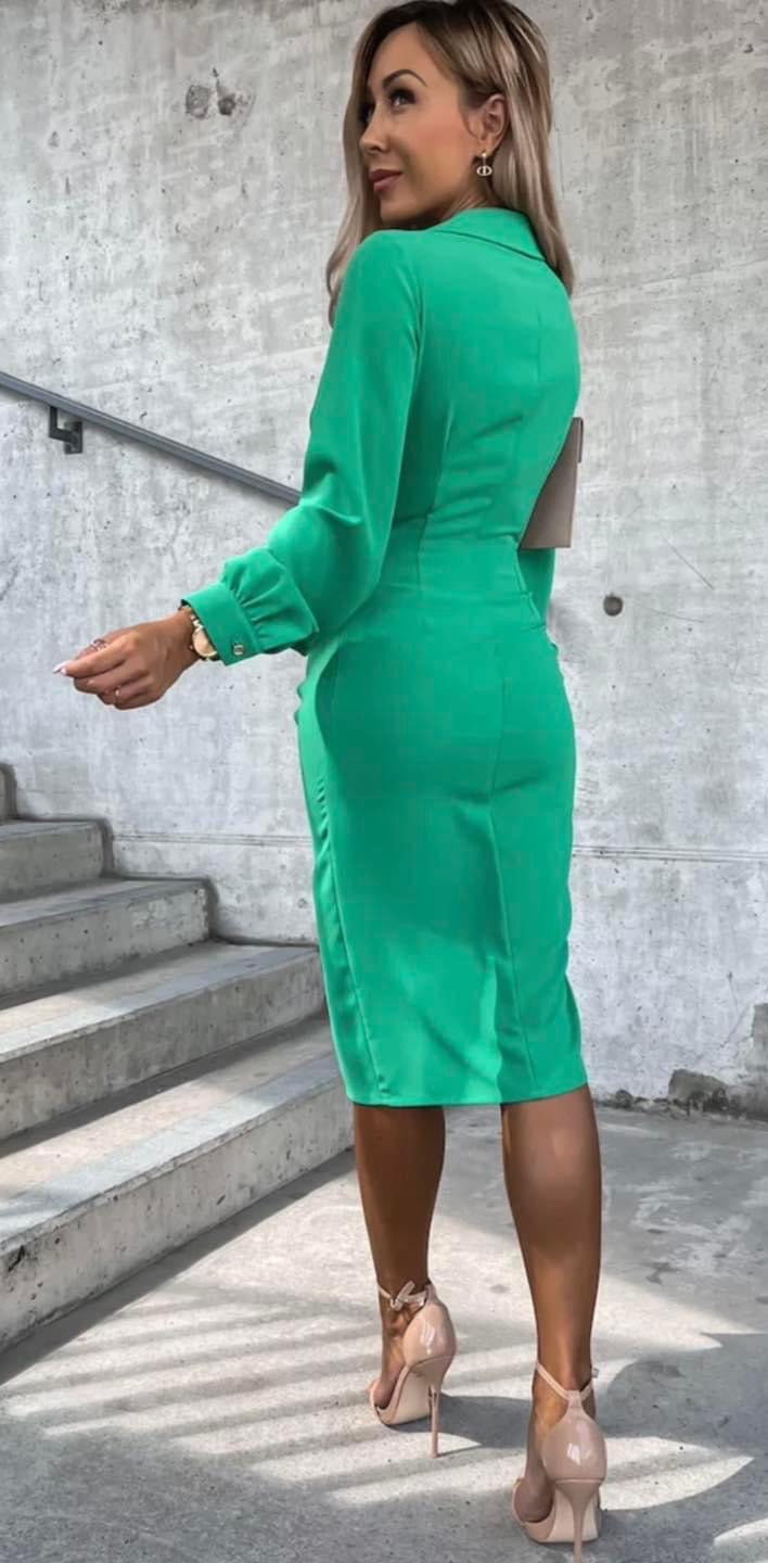 Jolie Green Knot Detail Collar Midi Dress