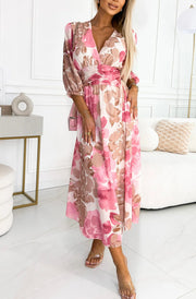 Jessie Pink Floral Chiffon Midaxi Dress